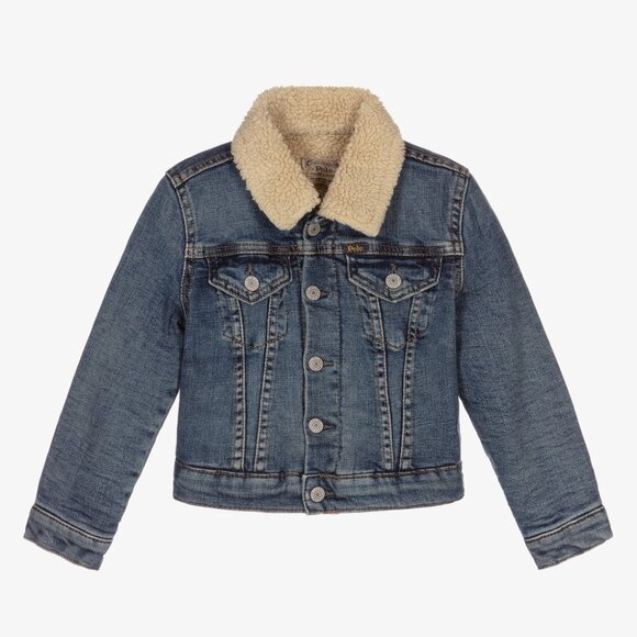 Polo Ralph Lauren Kids Teddy Fleece Lined Denim Trucker Jacket Jean Jacket 3T